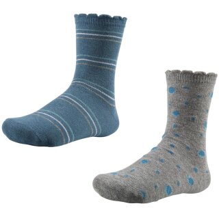 Ysabel Mora 2er Pack Mädchen Socken Strümpfe blau hellgrau