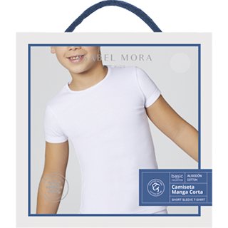 Ysabel Mora Jungen Kinder Unterhemd Kurzarm weiß Geschenkverpackung