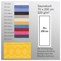 Wörner Südfrottier Jacquard Frottee Saunatuch 70x200cm Badetuch Handtuch Spa COFFEE