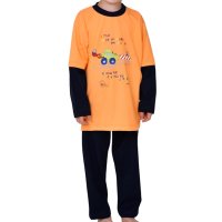 Wörner Jungen Schlafanzug lang Pyjama Single Jersey Radlader (242557) orange Gr. 92