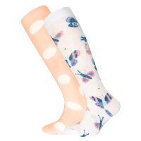 Ewers Mädchen Kniestrümpfe 2er Pack Schmetterlinge Punke
