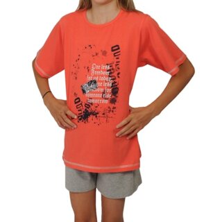 Wörner Mädchen Shorty Schlafanzug Pyjama kurz Freedom erdbeer