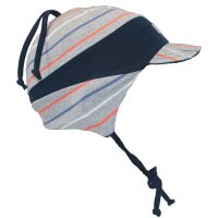 Fiebig Jungen Bindemütze Jersey Schildmütze Emblem marine grau Mütze