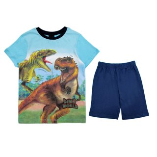 Dinoworld Schlafanzug kurz Shorty Pyjama Dinosaurier hellblau blau