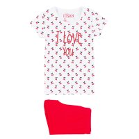 Losan Mädchen Shorty Pyjama kurz Kirschen (114-P002AL/001) weiß rot Gr. 164 (16)
