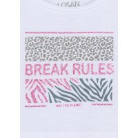 Losan Mädchen T-Shirt Shirt break rules weiß bauchfrei