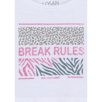 Losan Mädchen T-Shirt Shirt break rules weiß bauchfrei (114-1025AL) Gr. 164