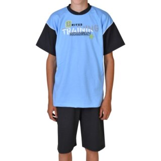 Wörner Jungen Shorty kurzer Schlafanzug Training hellblau