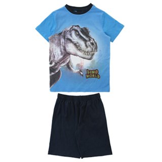 Dino World Schlafanzug kurz Shorty Pyjama T-Rex Dinosaurier blau marine