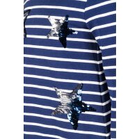 Happy girls Kleid Langarm Jerseykleid Pailletten Sterne navy blau