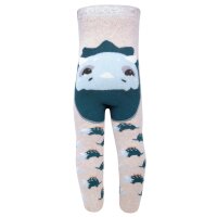 Ewers Baby Jungen Strumpfhose Po-Motiv Dino dunkelbeige meliert