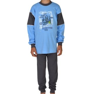 Wörner Jungen Schlafanzug Pyjama lang Interlock Limit (446485) blau Gr. 176