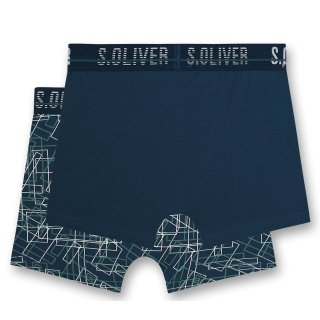 s.Oliver Jungen 2er Pack Boxershorts Shorts blau + gemustert