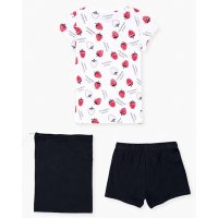 Losan Mädchen 3tlg. Shorty Pyjama kurz Erdbeeren (21G-P000-001) weiß marine Gr. 140