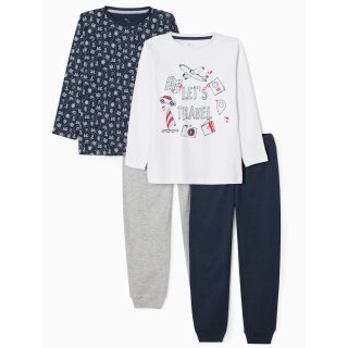 Zippy Jungen Doppelpack Schlafanzug Pyjama lang Flugzeug Lets Travel blau