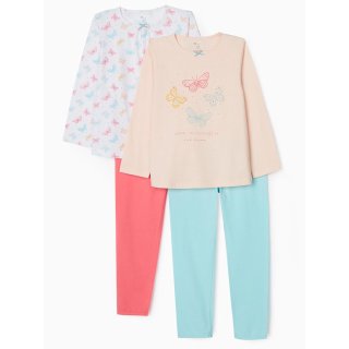 Zippy 2er Pack Mädchen Schlafanzug Pyjama lang Doppelpack Schmetterling