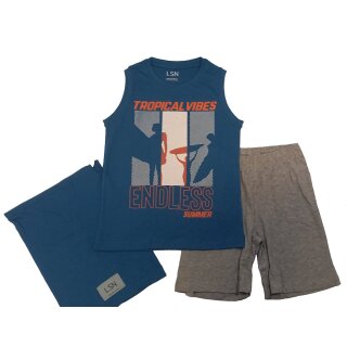 Losan Jungen Shorty Schlafanzug kurz 3tlg. acero blue