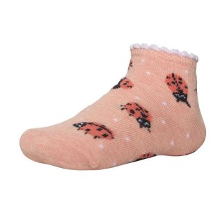 Ysabel Mora 4er Pack Mädchen Strümpfe Marienkäfer Blumen Socken  rosa hellgrau
