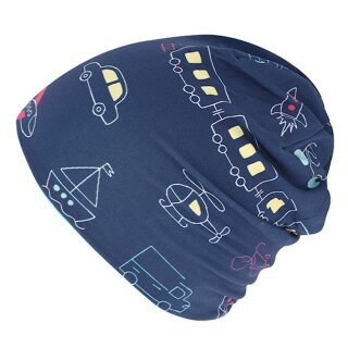 Fiebig Beanie Mütze Fahrzeuge Jungen Übergangsmütze navy blau onesize