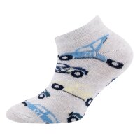 Ewers Jungen Sneaker Strümpfe 3er Pack Auto Ringel Uni grau