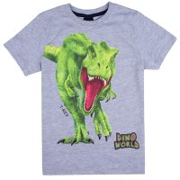Dino World Schlafanzug kurz T-Rex Dinosaurier Shorty Pyjama hellgrau marine