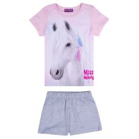 Miss Melody Shorty Pyjama Schlafanzug kurz Pferde rosa...