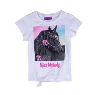 Miss Melody T-Shirt schwarzes Pferd Knoten (76011) weiß Gr. 140
