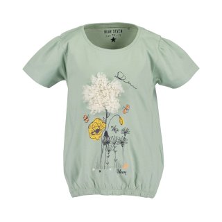 Blue Seven Mädchen T-Shirt puscheliges Blumenmotiv Flower frosty green