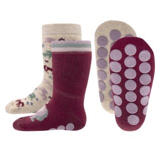 Ewers Stoppersocken 2er Pack ABS-Socken Krabbelsocken Einhorn marone beige