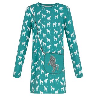 Happy Girls Kleid Langarm Jerseykleid Einhorn petrol grün