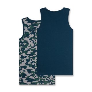 s.Oliver Jungen 2er Pack Unterhemd Hemd camouflage blau grün