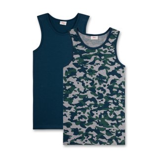 s.Oliver Jungen 2er Pack Unterhemd Hemd camouflage blau grün