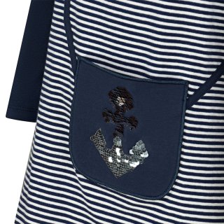 Happy Girls Kleid Langarm Pailletten Anker Tasche Stripes navy blau
