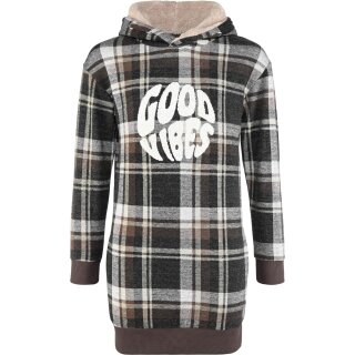 blue effect girls Kleid Hooded Dress Good Vibes Winterkleid karo braun