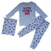 Losan Jungen Schlafanzug lang Pyjama Super Hero Gris...