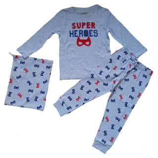 Losan Jungen Schlafanzug lang Pyjama Super Hero (225-P001/582) Gris Claro Vigore Gr. 92