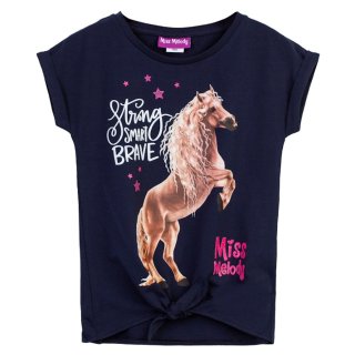 Miss Melody T-Shirt Knoten braunes Pferd dunkelblau