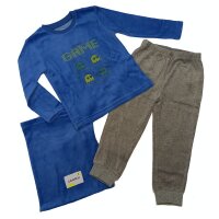 Losan Jungen Samt Schlafanzug lang Pyjama Game blau grau