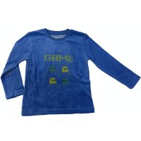 Losan Jungen Samt Schlafanzug lang Pyjama Game blau grau