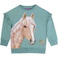 Miss Melody Sweatshirt Pullover Rüschen Pferd grün