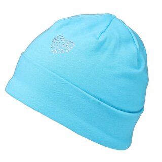Fiebig Mädchen Jerseymütze Mütze uni Strass Herz ocean blue