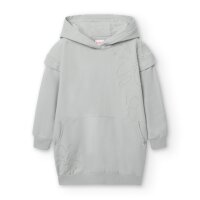 BÒBOLI Sweatkleid Kapuze langer Arm Kleid perle grau