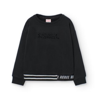 BÒBOLI Mädchen Sweatshirt Pullover Applikation schwarz