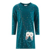Happy girls Kleid Langarm Eule petrol