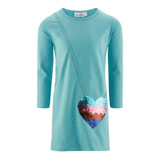 Happy girls Kleid Langarm Herz Palletten aqua blau