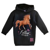Miss Melody Kleid Kapuze Sweatkleid braunes Pferd dunkelblau