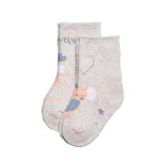 Ysabel Mora 2er Pack Baby Thermo Strümpfe Socken Maus hellgrau