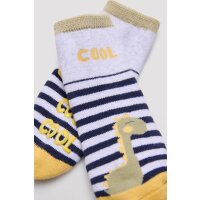 Ysabel Mora 2er Pack Baby Thermo Strümpfe Stoppersocken Dino dunkelblau Ringel