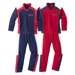 Schlafanzug lang Jungen Pyjama 2er Pack rot navy (653770) Gr. 128