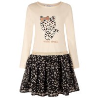 Happy girls Kleid wild ones Langarm Katze Herzen  beige